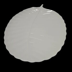 Martha Stewart Leaf Plate Serving Dish Shapped White Oven Safe to 450 14in Nwot‎